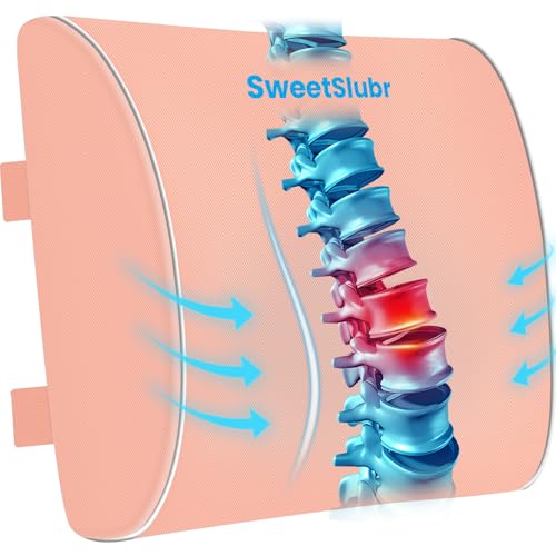 SweetSlubr Lumbar Support Pillow for Office Chair, Back Support(Pink,Large) - color: Pink, size: Large