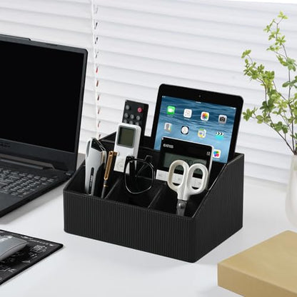 Desk Organizer Caddy Nightstand Organizer Remote Holder - color: Striped Black