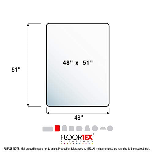 Floortex® Valuemat® Plus Strong Polycarbonate, Rectangular, Chair Mat for Low Pile Carpets - 48" x 51" - size: 48" x 53"