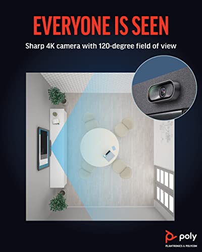 Poly Studio R30 4K Video Conference System - Camera, Mic, and Speaker Bar for Small Rooms - Presenter Tracking, NoiseBlockAI, Framing - Plug & Play - Works w/Teams, Zoom & More
