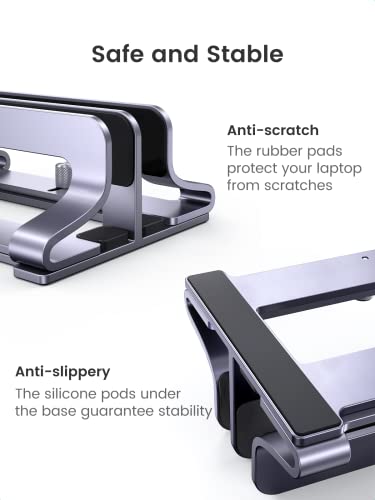 UGREEN 2-Slot Vertical Laptop Stand Holder Desk Compatible with MacBook Pro Air Laptop Stand Desktop Adjustable, Lenovo Ideapad, Surface Book, HP Notebook, Dell Chromebook Up to 17.3 Inch, Space Gray - size: 2-Slot