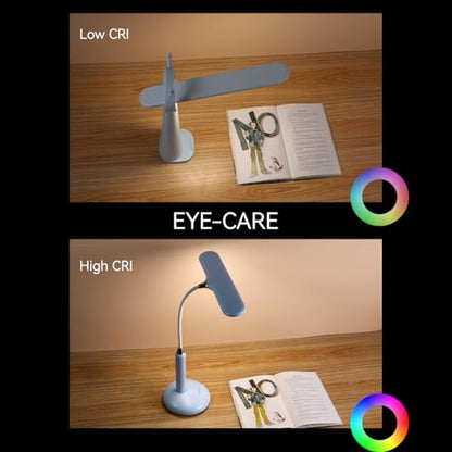 VAVOFO Wireless LED Desk Lamp 6778B - Touch Control, 2700-7000K Adjustable Color Temperature, 700 Lumens, 360° Gooseneck, USB-C Charging, 2.5 Hours Wireless Use, Eye-Caring Light (Blue) - color: Blue