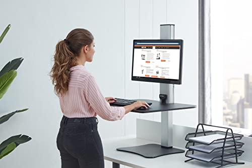 Victor High Rise Electric Sit-Stand Standing Desk Converter with Single Monitor Stand - Height Adjustable Office Desk Workstation for Home, 28" x 23" Work Surface, Black - size: Single Monitor