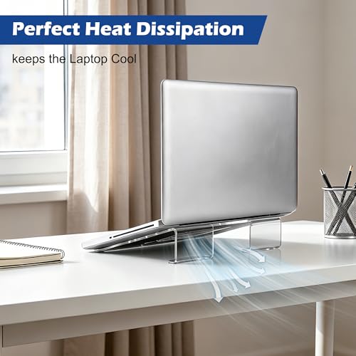 Slim Acrylic Laptop Stand, Portable Ventilated Desktop Riser for Desk, 11-15.6 Inch - color: Transparent