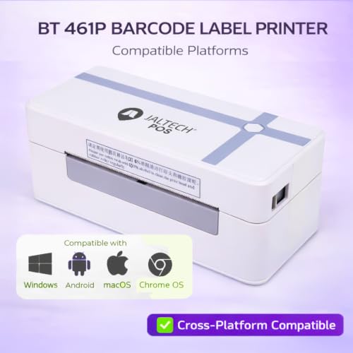 Thermal Barcode Label Printer BT-461P, USB & Bluetooth Connectivity, 4.25 Inch Print Width, 203 DPI, 1D & 2D Codes, Compatible with Windows, Mac, Linux and Android
