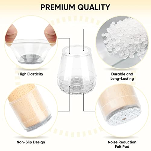 BALEINE Silicone Chair Leg Floor Protectors, Stool Leg Protectors Cap, Chair Leg Caps for Hardwood Floors (Clear-16pcs, Round S) - color: Clear-16pcs, size: Round S