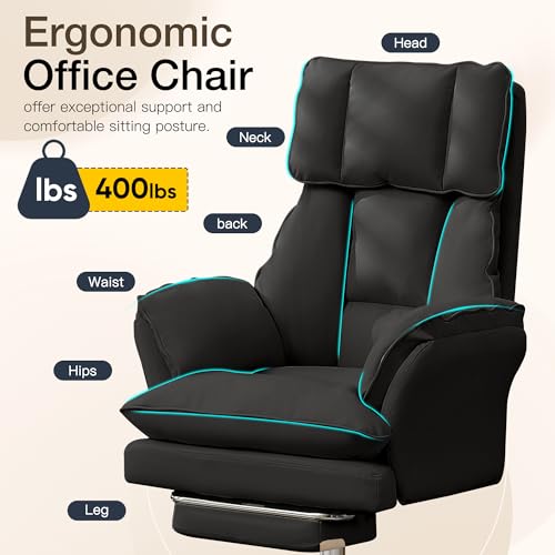 JOMEED Cloud Cross Legged Office Chair with Footrest and Flip Armrest,Black - color: Luxurious Black