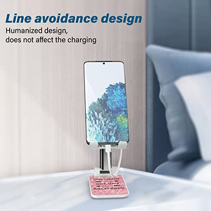Desk Cell Phone Stand - Adjustable Angle-iPad Holder, Universal Compatible Phone Holder for Desk - color: Pink letters