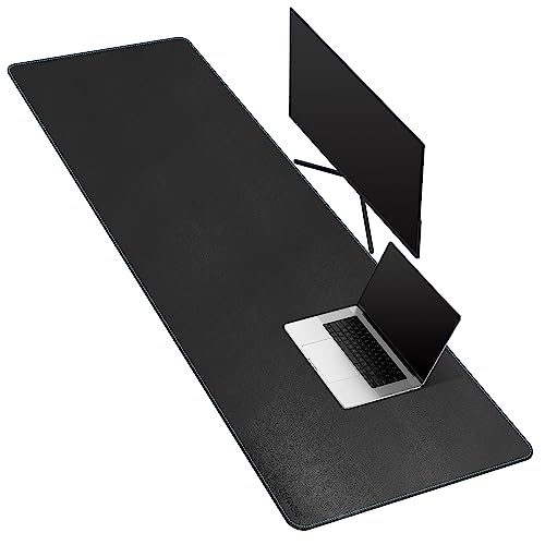 CENNBIE Leather Desk Mat Large, 63" x 19.6" Desk Pad Protector(Black) - color: Black, size: 19.6" x 63"