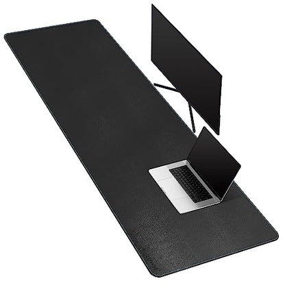CENNBIE Leather Desk Mat Large, 63" x 19.6" Desk Pad Protector(Black) - color: Black, size: 19.6" x 63"