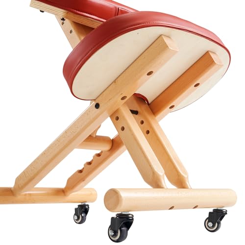 Massage Ergonomic Kneeling Chair, Adjustable Height Posture Stool for Home and Office - Neck and Back Pain Relieving | Spine Tension Relief- Thick Comfortable Cushions (Cinnamon) - color: Cinnamon