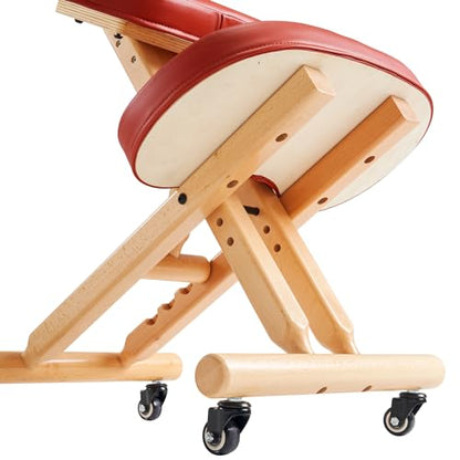 Massage Ergonomic Kneeling Chair, Adjustable Height Posture Stool for Home and Office - Neck and Back Pain Relieving | Spine Tension Relief- Thick Comfortable Cushions (Cinnamon) - color: Cinnamon