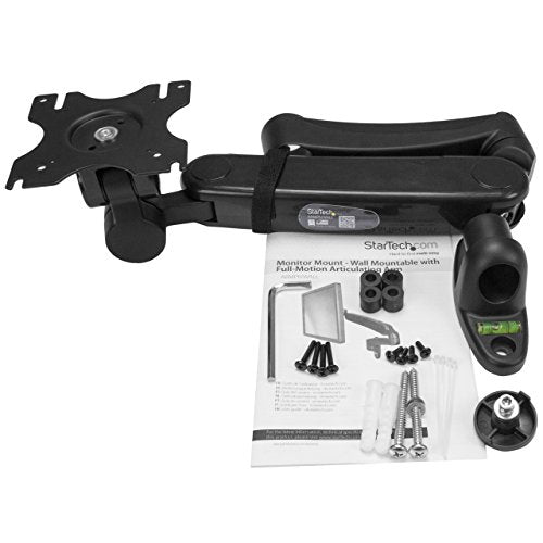 StarTech Wall Mount Monitor Arm 12in to 34in up to 19.8lb/9kg, VESA, Black - color: Black, style: Full-Motion