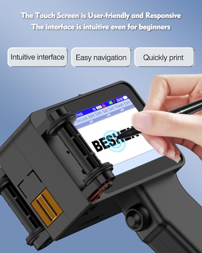 Handheld Inkjet Printer, Batch Code Printer for QRCode Time Picture Number, Small Date Printer with 42ml Fast Drying Ink Cartridge for Many Materials Inkjet Coder Print Height 0.08-0.5Inch