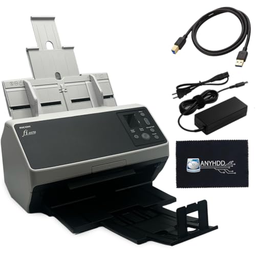 Fi-8170 Professional High Speed Color Duplex Document Scanner -1 Year Warranty, Network Enabled, Scanner High Volume with Power Adapter + USB 3.2 Cable + Microfiber Cloth Included
