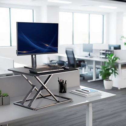 VIVO Black 29 in Single Top Standing Desk Converter, DESK-V000U - color: Black, size: 29"