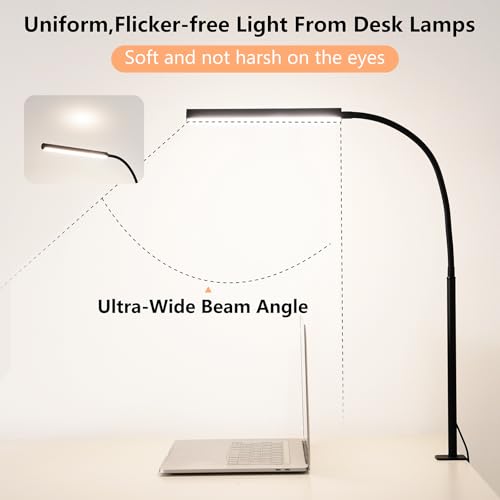 LED Desk Lamp for Office Home, Adjustable Flexible Eye-Caring Desk Light with,5 Modes 10 Brightness Adjustment, USB Adapter Desk Lamp with Clamp-MINI-B - style: Mini