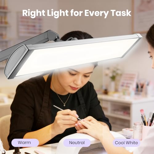 Neatfi 3,500 Lumens LED Desk Lamp, Dimmable, 26-Inch Shade, CCT (Silver-2) - color: Silver-2, size: 26-Inch Wide Shade