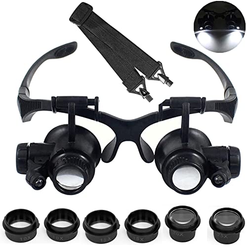 10X 15X 20X 25X LED Head Mount Magnifier Headband Visor with Light - color: 10x 15x 20x 25x
