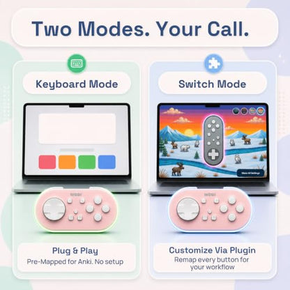 Modi Anki Remote | Fully Customizable | No Setup Needed | Compatible with Mac, Windows, iOS, Android | 16 Hour Battery Life | Anki Remote Clicker | Quizlet Compatible | Pink - color: Pink