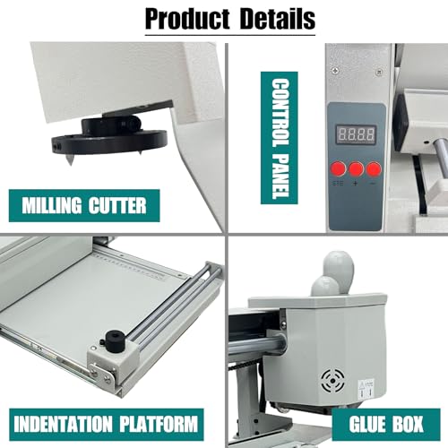 TECHTONGDA A4 Manual Hot Glue Book Binder Glue Book Binding Machine, 110V Desktop Wireless Book Binder with Indenting Function, Max Book Size 12.6"x11"