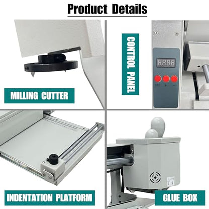 TECHTONGDA A4 Manual Hot Glue Book Binder Glue Book Binding Machine, 110V Desktop Wireless Book Binder with Indenting Function, Max Book Size 12.6"x11"