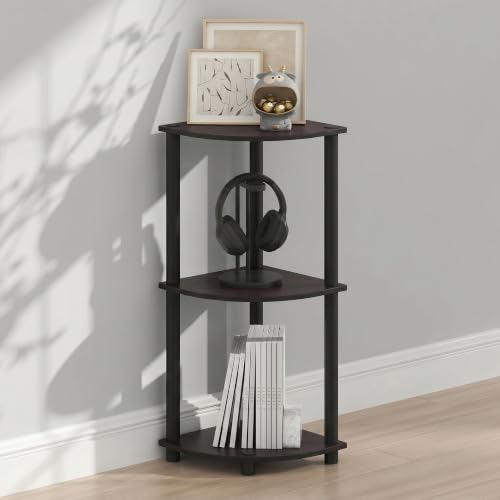 Furinno Turn-N-Tube Toolless Assembly 3-Tier Storage Shelves, Dark Walnut - color: Dark Walnut, size: 3-Tier