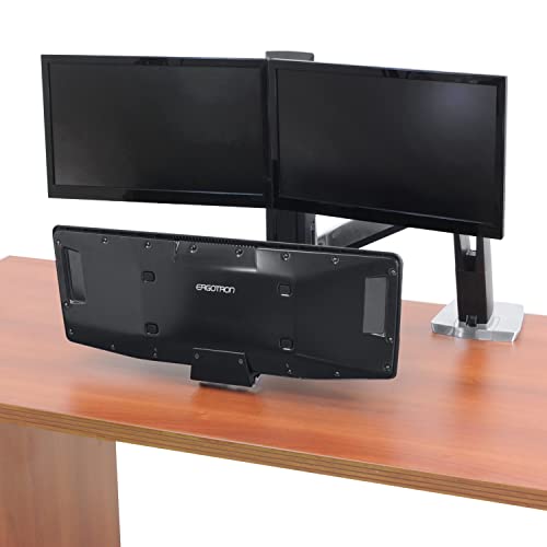 Ergotron – WorkFit-A Dual Monitor Standing Desk Converter, Sit Stand Workstation for Tabletops – Suspended Keyboard Tray - style: Suspended Keyboard Tray