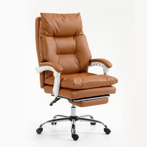 Office Chair with Foot Rest Comfy Computer Game Desk Chair High Back Reclining Executive Office Chair with Thick Cushion - color: 01orange