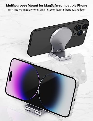 Stouchi Mag-Safe Continuity Camera Mount for Desktop Monitor | Adjustable Aluminum iPhone Webcam Mount for iMac, Apple TV 4K & Mac Displays | Compatible with 1/4" Tripod Screw - color: Silver