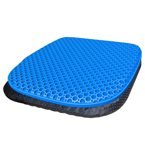 Large Gel Seat Cushion for Long Sitting With Non-Slip Cover,Soft & Breathable,Chair Cushion,Car seat Cushion,Office seat Cushion,Seat Cushion for Desk Chair,Wheelchair Cushion (Blue, Large Size) - size: Large Size