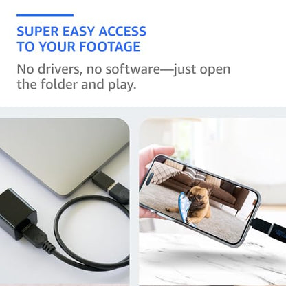 ALPHA TECH Indoor Camera with 160° Wide Angle, Plug in Offline Camera, No WiFi or App, Local SD Storage for Home Use
