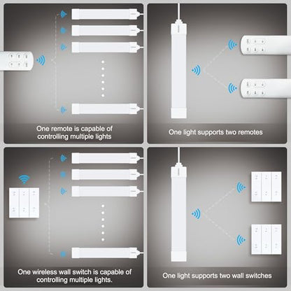 LED Tube Light Fixture with Plug Under Cabinet Lighting Dimming and Color With Remote wireless wall switch 24 inch 18W 1800LM 3000-6500K adjustable LED Tube Light Fixture for Cabinet Closet Office - size: 24 inch