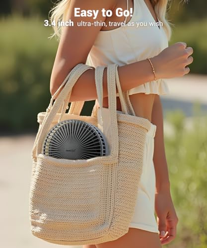 Geek Aire Foldable Battery Operated Fan, Portable Rechargeable USB Floor Table Fan with LED Light, Quiet Oscillating Pedestal Fans that Blow Cold Air for Bedroom Office Camping Travel - Grey - color: Grey