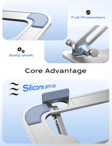 JCZT Adjustable Laptop Stand for Desk, Metal Foldable Laptop Riser, White | Ergonomic Portable Laptop Stand, Ventilated Cooling Computer Notebook Holder for MacBook Air Pro, All 10-16'' Laptops - color: White
