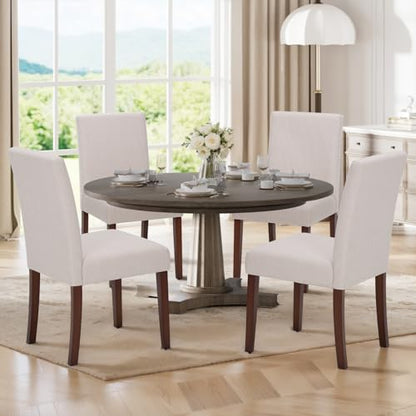 MALOL Upholstered Dining Chairs Set of 4, Fabric Dining Room Chairs, Modern Wooden Dining Chair, Kitchen Side Chairs, Farmhouse Dinner Chair with High Back for Kitchen, Beige - color: Beige, size: Set of 4