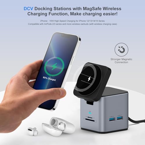 USB C Laptop Docking Station, 9 in 1 Hub with MagSafe Charger, Silver Gray - color: Silver Gray