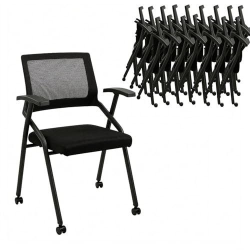 [20 Pack] Folding Office Chair on Wheels, Heavy Duty Conference Chair