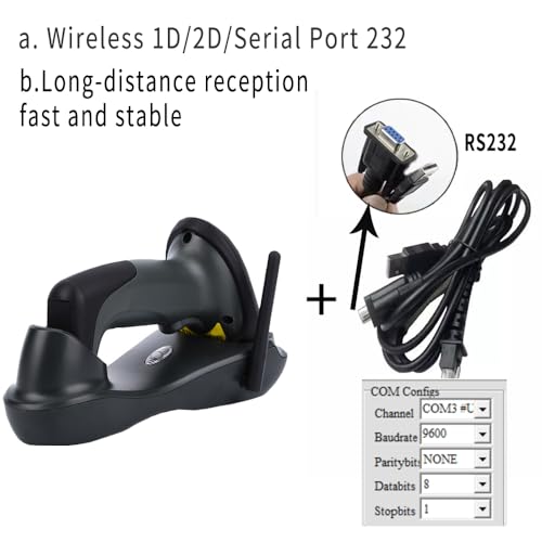 Handheld Wireless QR Barcode Scanner COMS 1D 2D Bar Code Reader with USB and RS232 Interface for Serial Connection (RS232)