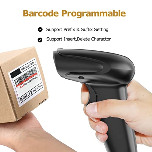 2D Wireless Barcode Scanner,Symcode Datamatrix PDF417 QR Code Handheld Reader for Screen and Printed Bar Code Scan, Works with Windows Mac and Linux PC POS - size: 2D QR Wireless2.4G Black