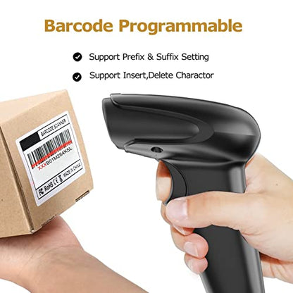 2D Wireless Barcode Scanner,Symcode Datamatrix PDF417 QR Code Handheld Reader for Screen and Printed Bar Code Scan, Works with Windows Mac and Linux PC POS - size: 2D QR Wireless2.4G Black