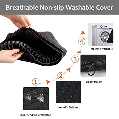 Gel Seat Cushion for Long Sitting, Double Thick, Pressure Relief | Cooling, Soft&Breathable | Sciatica, Hip&Coccyx Pain Relief | Gel Cushion for Office Chair, Home, Car, Wheelchair | Anti-Slip - color: Black