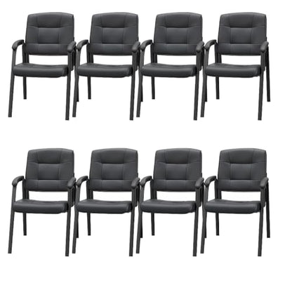 Naomi Home Faux Leather Guest Reception Chair Set of 8 - Black | Stackable office chair with supportive armrests and durable construction for everyday office seating. - color: Black, Faux Leather, style: Set of 8