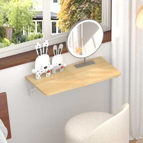 TEAMIX Wall Mounted Folding Table, Floating Desk for Small Spaces, Maple - color: Maple, size: 23.6"W x 11.8"D