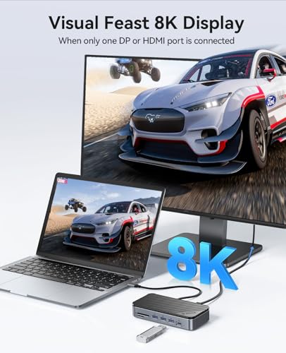 ORICO 12-in-1 USB C Hub with m.2 ssd Enclosure, USB C Docking Station Dual Monitor HDMI DP 8K@30Hz/4K@60Hz, 10Gbps USB, Gigabit Ethernet, 100W PD, SD TF Reader for Mac & Windows Laptops M2P11 - size: 12-in-1