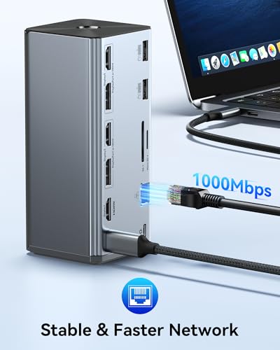 Selore Laptop Docking Station 4K Triple Display Docking Station 3 HDMI 2 DP