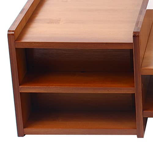 YIYIBYUS Monitor Stand Riser 2-Tier Bamboo Wood Computer Monitor Riser Stand Desktop Organizer Stand with Storage Drawer Laptop Monitor Stand Riser for Home Office