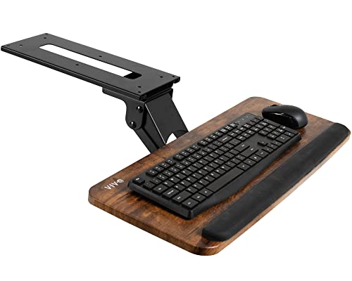 VIVO Vintage Brown Under Desk 25 x 10 inch Keyboard Tray, MOUNT-KB03N | Rustic Adjustable Computer Keyboard and Mouse Platform, Ergonomic Under Table Desk Mount Drawer, Full Swivel - color: Vintage Brown, size: 25"