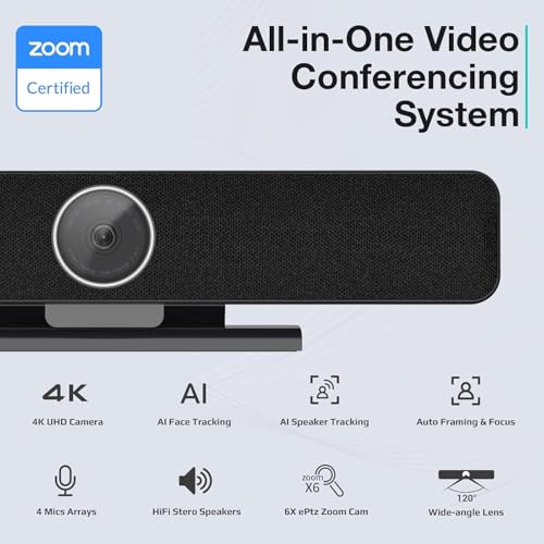 Video Conferencing System Camera - Ultra 4K Pro | Zoom Certificated, Audio and Video Conference Room Camera, Arrays & Stereo Speakers, Without Additional Microphone