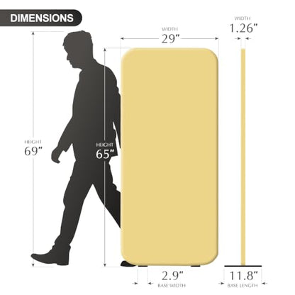 DECOLAB Free Standing Room Divider, Portable Wall Panel 29"x65", Butter - color: Butter